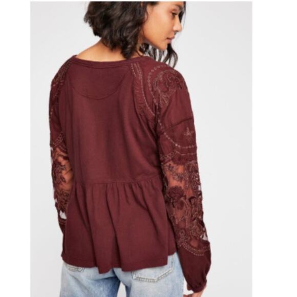 Free People Penny Embroidered Balloon Sleeve Top - Picture 3 of 7